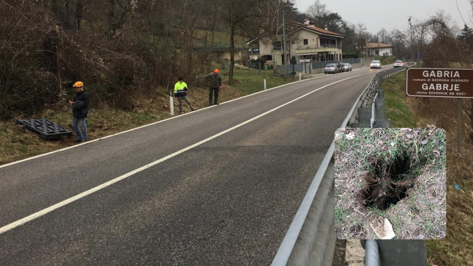 Immagine per Una voragine si apre lungo la strada del Vallone a Gabria, nuovi studi per gli speleologici